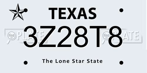 3Z28T8 Texas License Plate