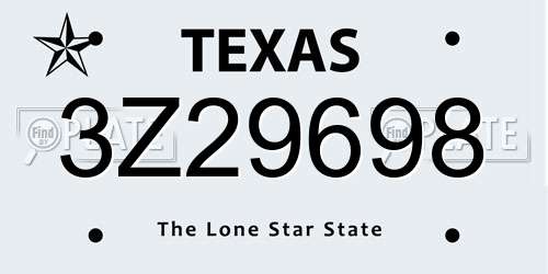 3Z29698 Texas License Plate
