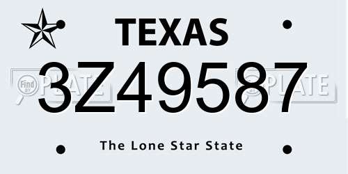 3Z49587 Texas License Plate