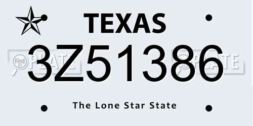3Z51386 Texas License Plate