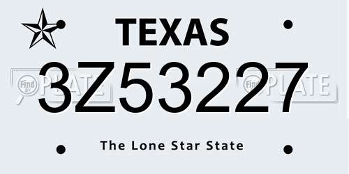 3Z53227 Texas License Plate