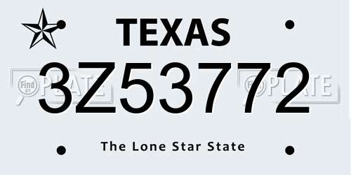 3Z53772 Texas License Plate