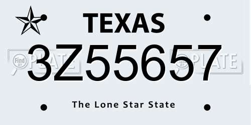 3Z55657 Texas License Plate