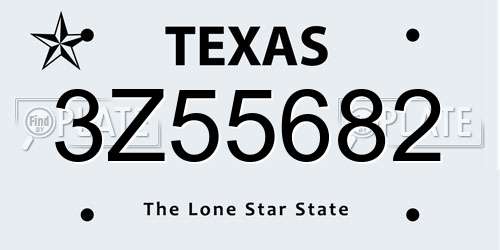 3Z55682 Texas License Plate