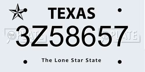 3Z58657 Texas License Plate