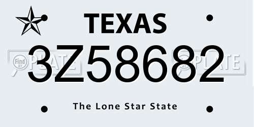 3Z58682 Texas License Plate