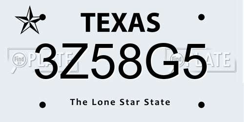 3Z58G5 Texas License Plate