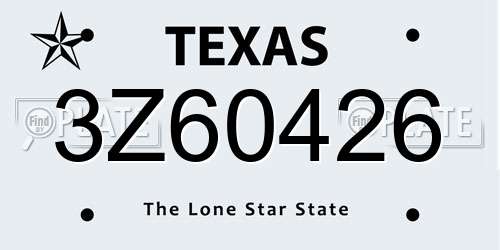 3Z60426 Texas License Plate