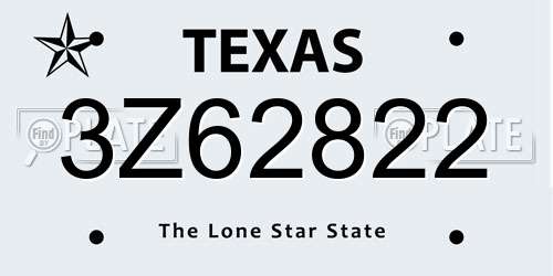 3Z62822 Texas License Plate
