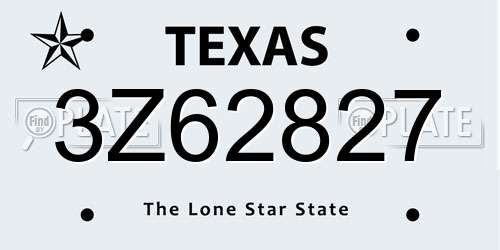 3Z62827 Texas License Plate