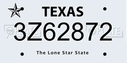 3Z62872 Texas License Plate
