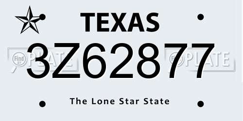 3Z62877 Texas License Plate