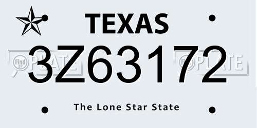 3Z63172 Texas License Plate