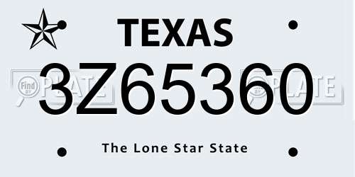 3Z65360 Texas License Plate