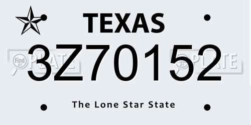 3Z70152 Texas License Plate
