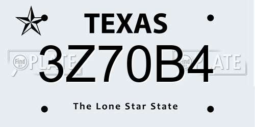 3Z70B4 Texas License Plate