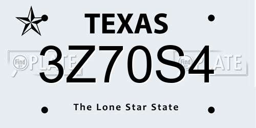 3Z70S4 Texas License Plate