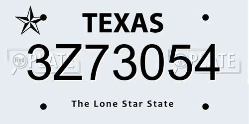 3Z73054 Texas License Plate