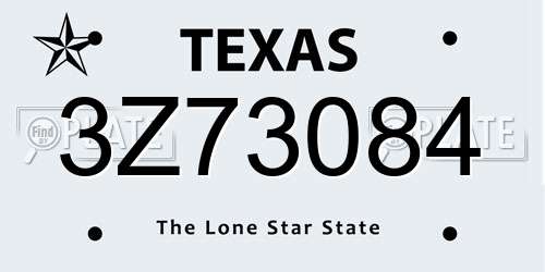 3Z73084 Texas License Plate