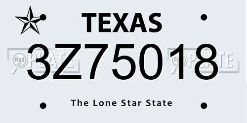 3Z75018 Texas License Plate