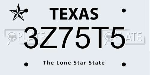 3Z75T5 Texas License Plate