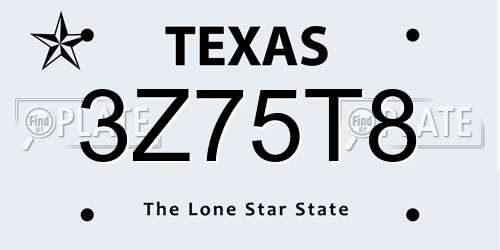 3Z75T8 Texas License Plate