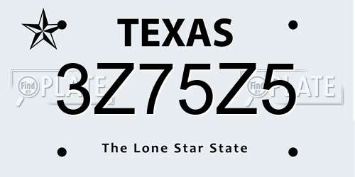 3Z75Z5 Texas License Plate
