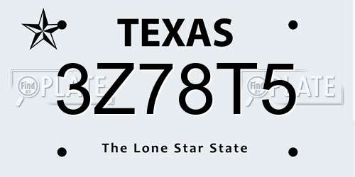 3Z78T5 Texas License Plate