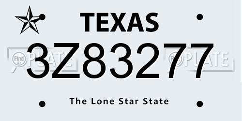 3Z83277 Texas License Plate