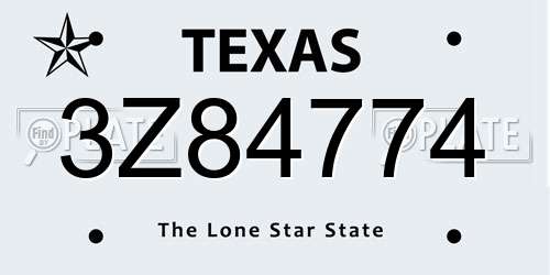 3Z84774 Texas License Plate