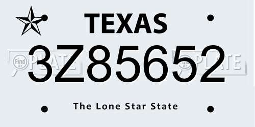 3Z85652 Texas License Plate
