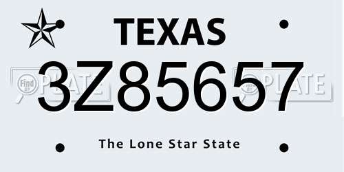 3Z85657 Texas License Plate