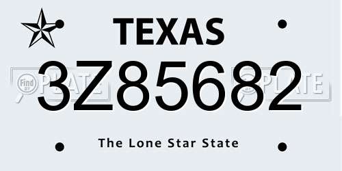 3Z85682 Texas License Plate