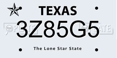 3Z85G5 Texas License Plate