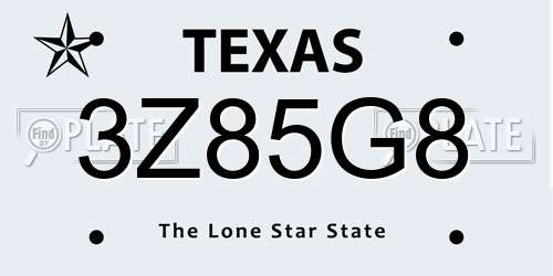 3Z85G8 Texas License Plate