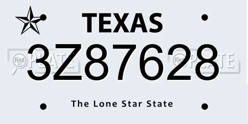3Z87628 Texas License Plate