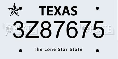 3Z87675 Texas License Plate