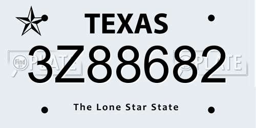 3Z88682 Texas License Plate