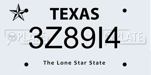 3Z89I4 Texas License Plate