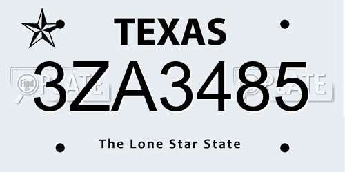 3ZA3485 Texas License Plate
