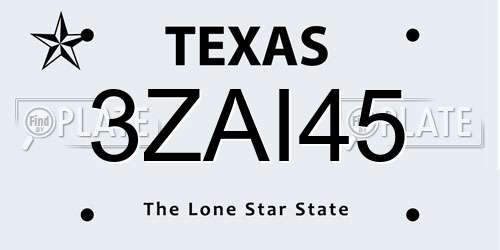 3ZAI45 Texas License Plate