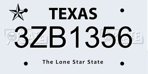 3ZB1356 Texas License Plate
