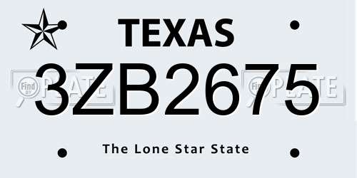 3ZB2675 Texas License Plate