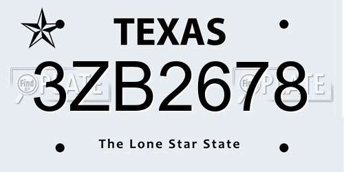 3ZB2678 Texas License Plate