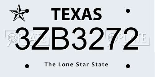 3ZB3272 Texas License Plate