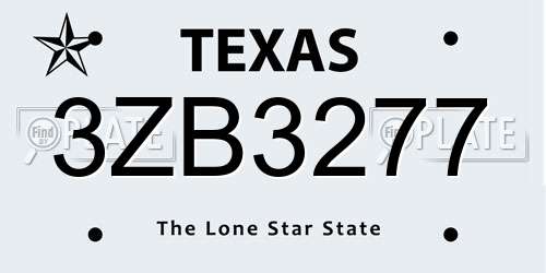 3ZB3277 Texas License Plate