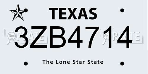 3ZB4714 Texas License Plate
