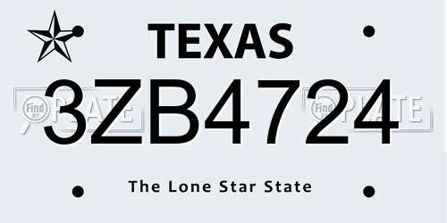 3ZB4724 Texas License Plate