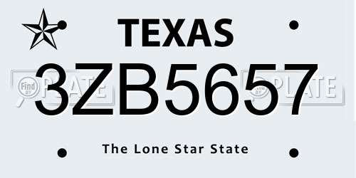 3ZB5657 Texas License Plate