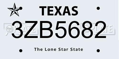 3ZB5682 Texas License Plate